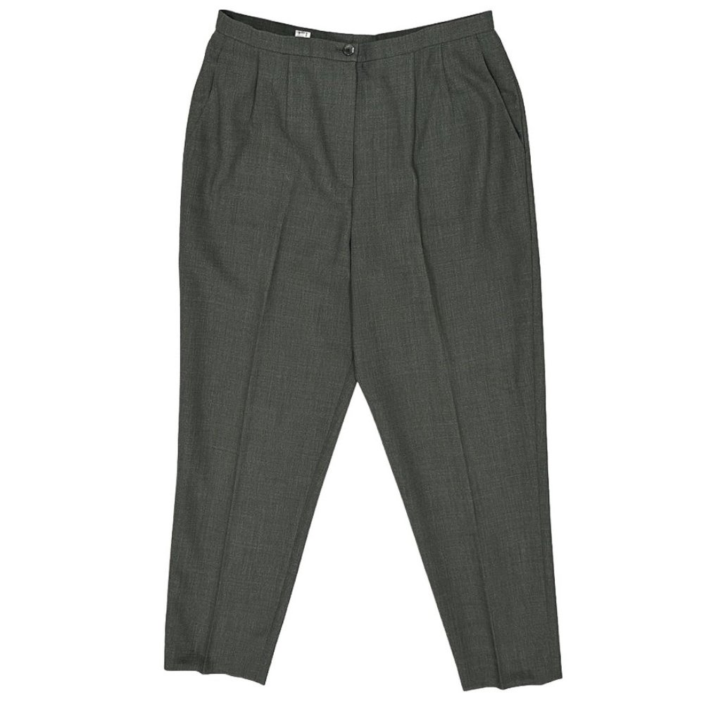 Akris Punto Wool Tapered Slim Leg Trouser Pants in Green Gray Women's Size 12